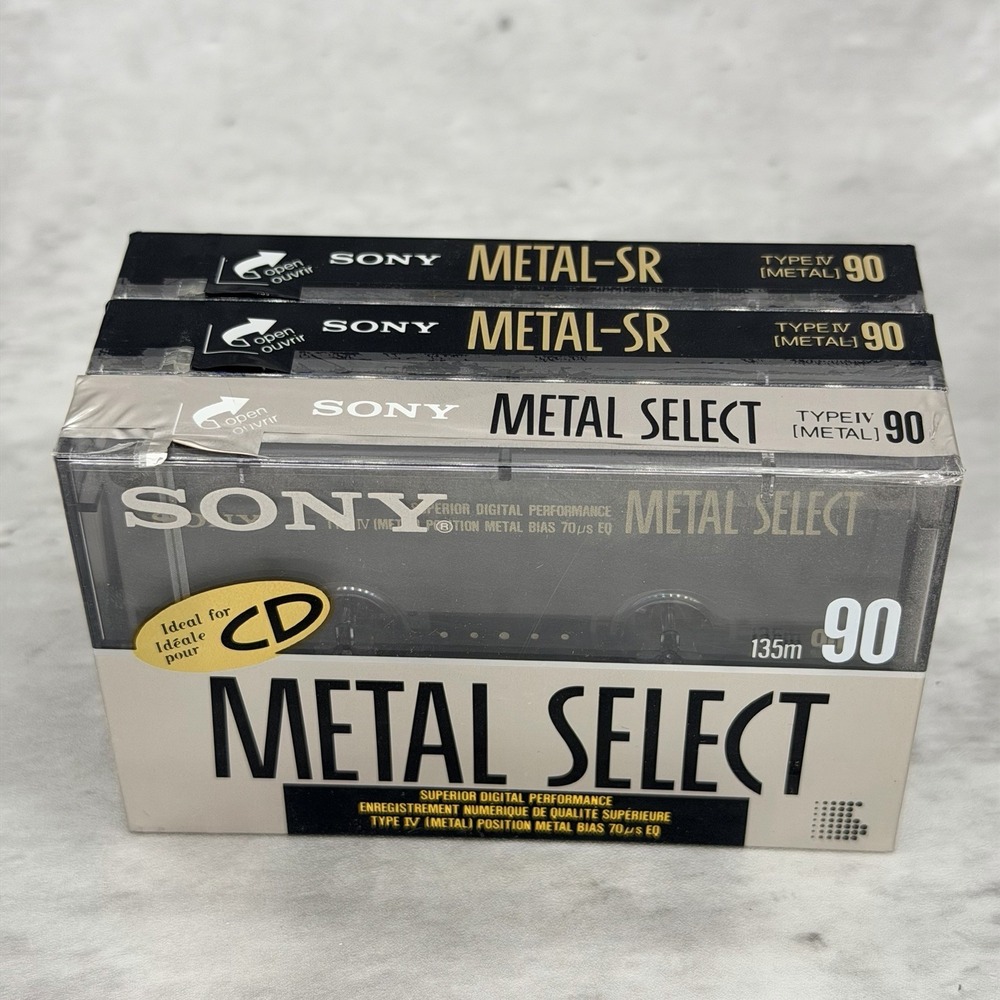 Sony Metal MTL-SR90 Type IV Blank Audio Cassette Tapes MTL-SR90 Lot Of 3 Sealed